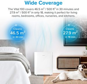 Levoit Vital 100 Air Purifier's area coverage.
