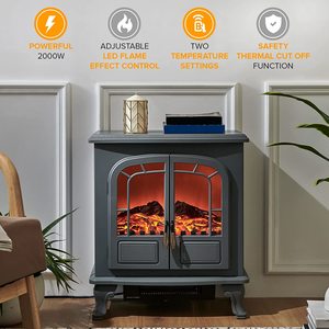 LIVIVO Electric Stove Heater Fireplace's features.